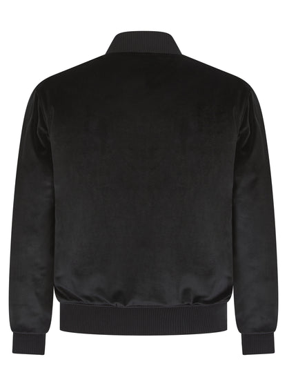 Black Reversible Velvet Quilted Bomber Jacket