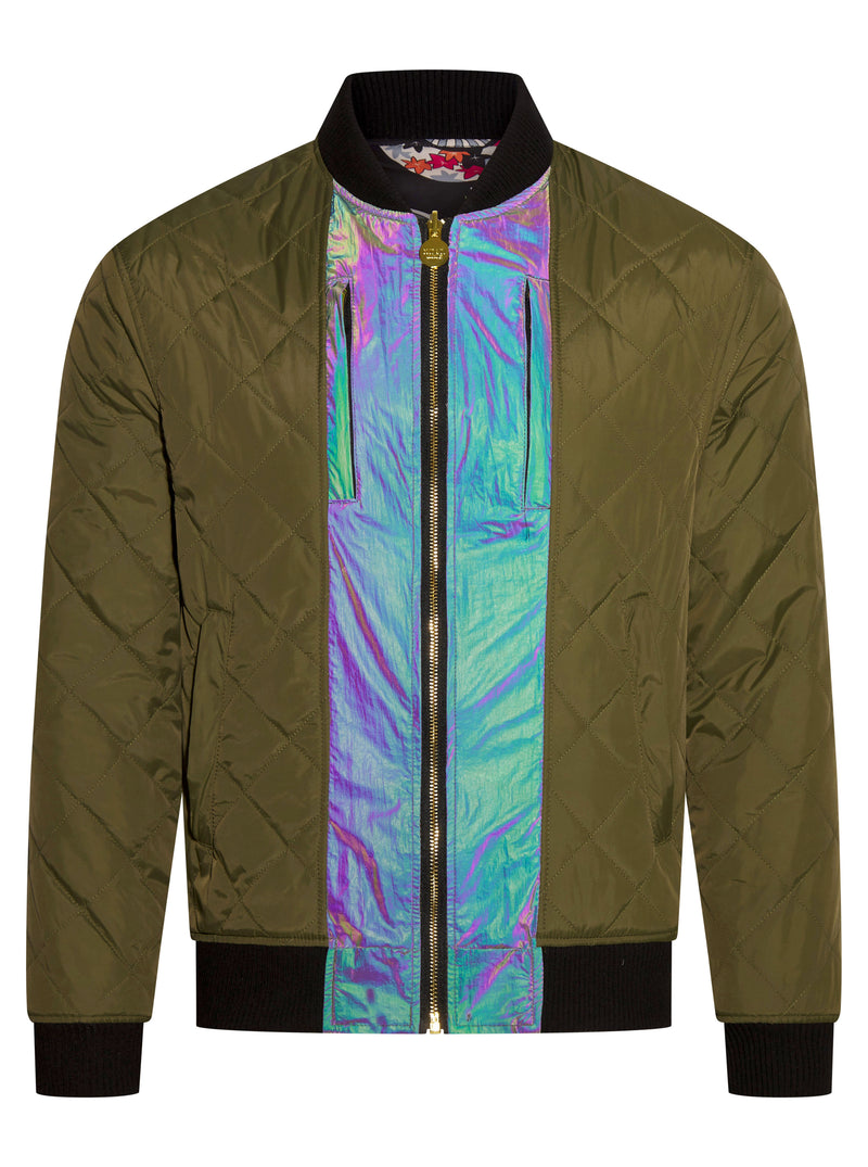 Soot and Ty Khaki Wow Wow 2.0 Reversible Unisex Bomber Jacket