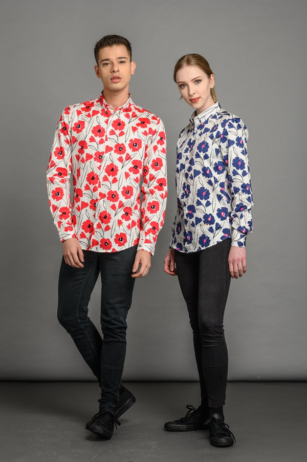 Slim fit floral shirt for men and women