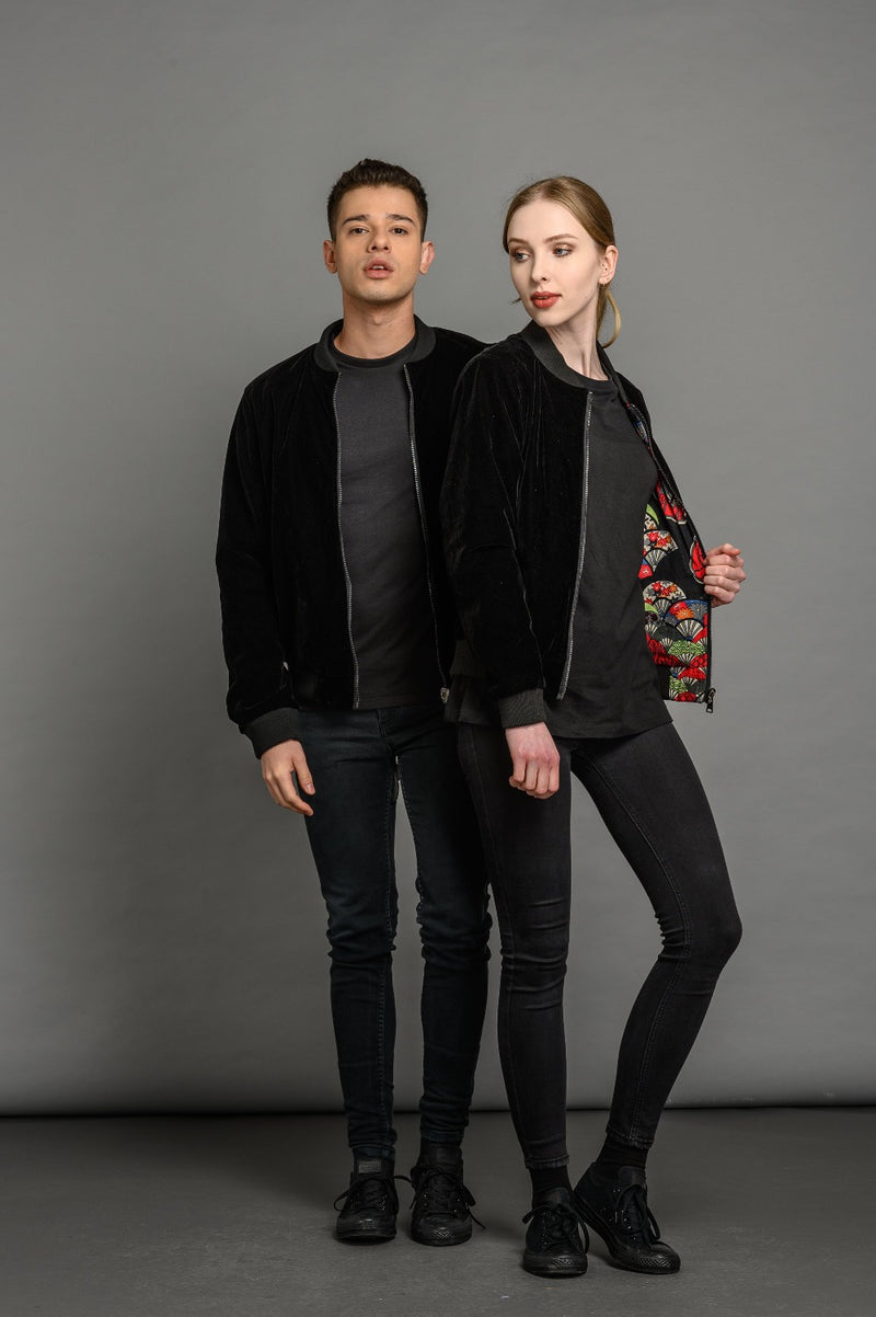 velvet reversible Statement bomber jacket for men and women