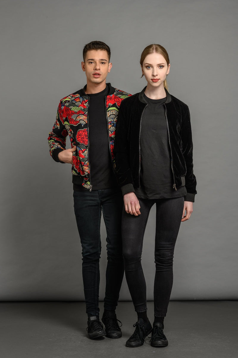 velvet reversible Statement bomber jacket for men and women