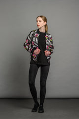 reversible statement floral bomber jacket for women