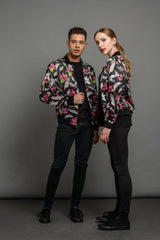 reversible statement floral bomber jacket for men and women