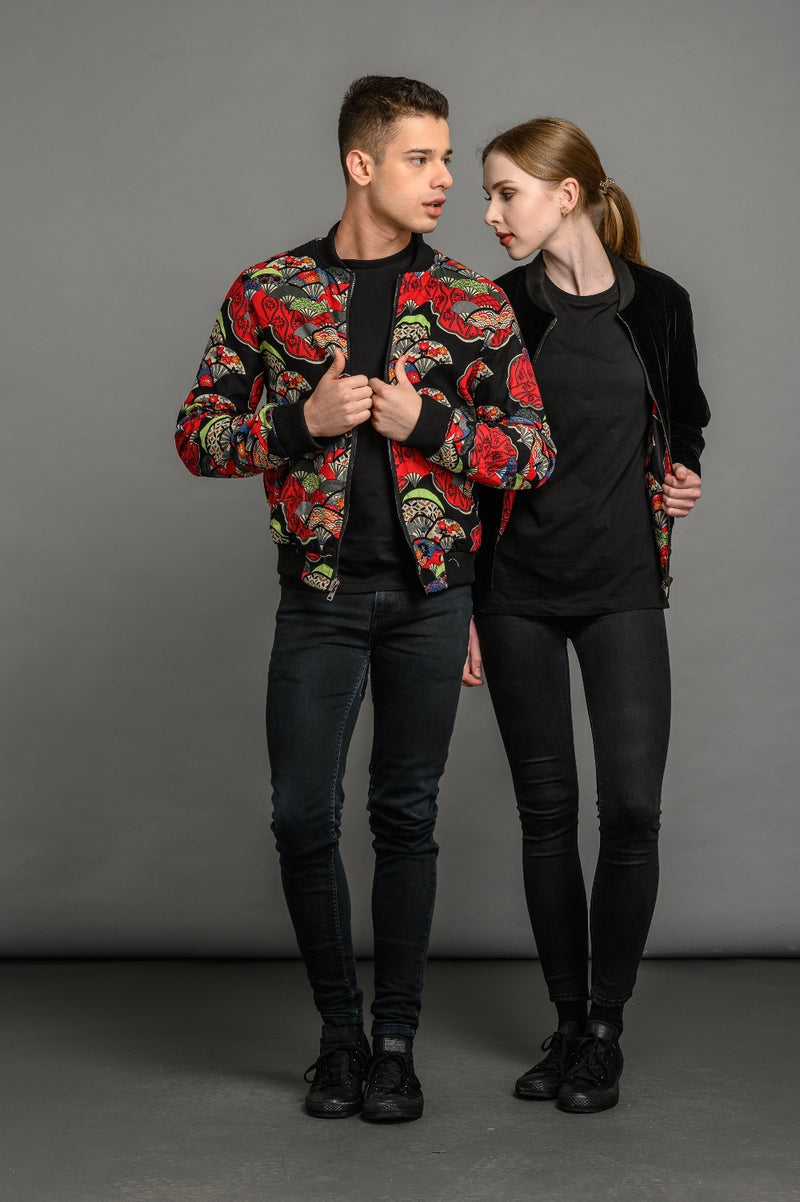 velvet reversible Statement bomber jacket for men and women