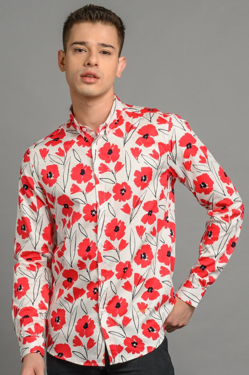 Slim fit floral shirt for men