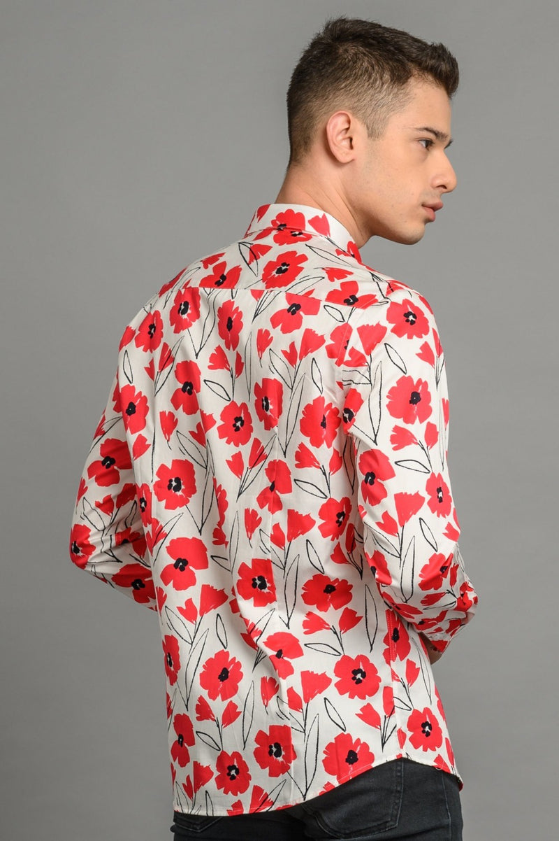 Slim fit floral shirt for men