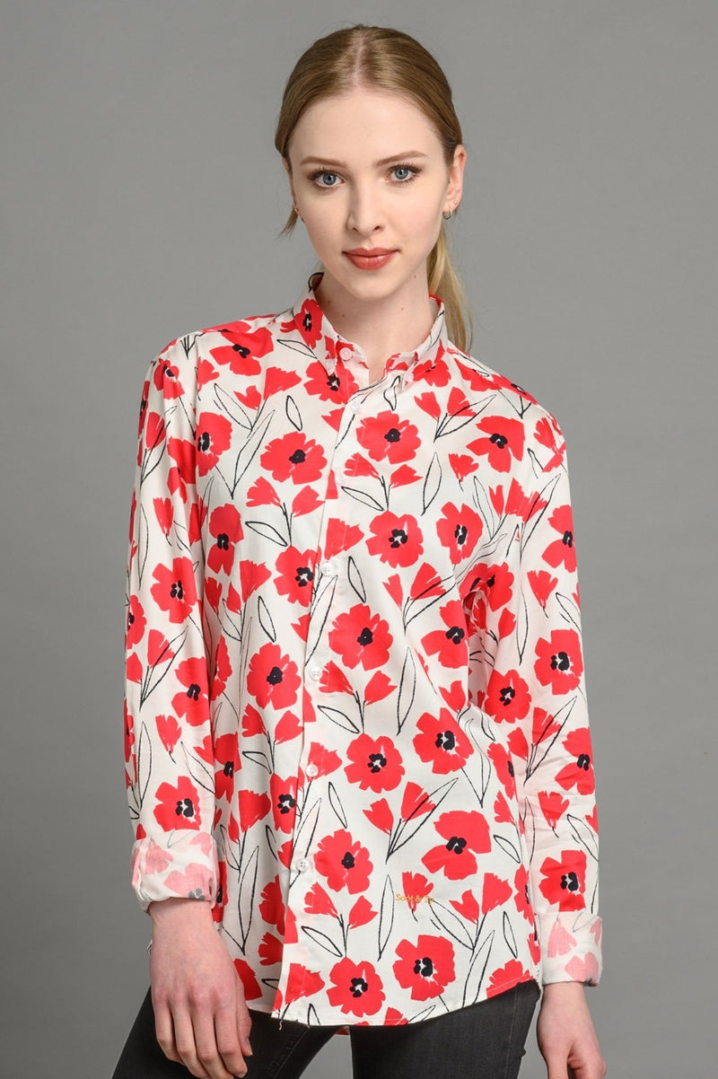 Slim fit floral shirt for women