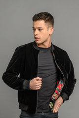 velvet reversible Statement bomber jacket for men