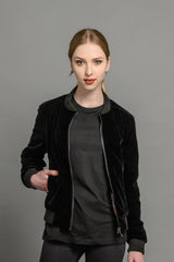 velvet reversible bomber jacket for women