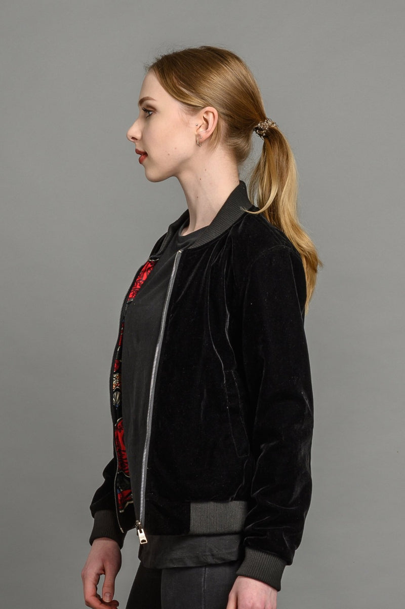velvet reversible Statement bomber jacket for women