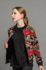 velvet reversible Statement bomber jacket for women