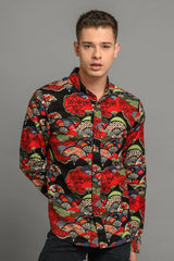 mens statement print slim fit shirt