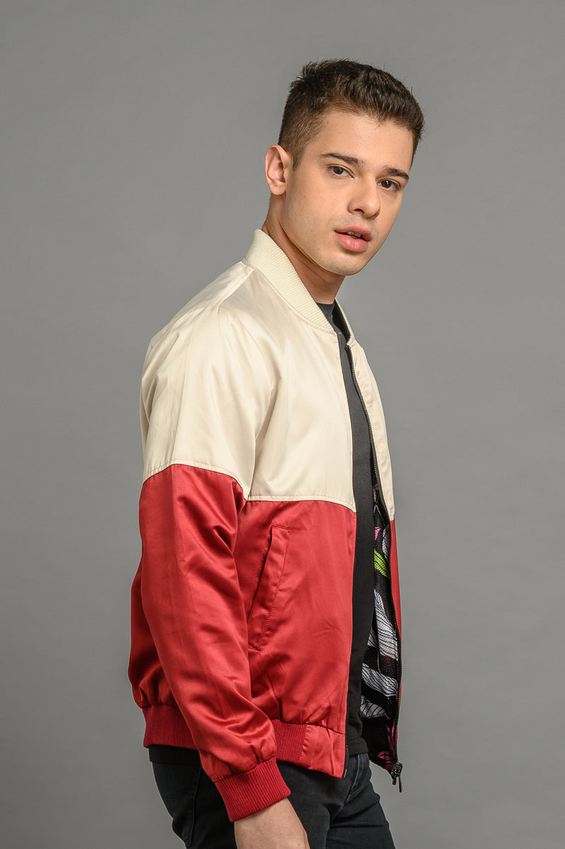 reversible statement floral bomber jacket for men