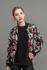 reversible statement floral bomber jacket for women